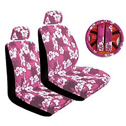 Seven-piece Pink Hibiscus Car Accessories Set