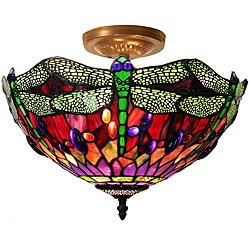 Tiffany-style Dragonfly Ceiling Lamp