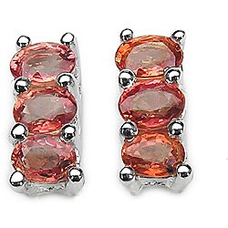 Sterling Silver Orange Sapphire Earrings