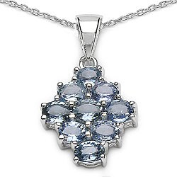 Sterling Silver Blue Sapphire Cluster Necklace
