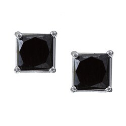 14k Gold 1ct TDW Princess Black Diamond Stud Earrings
