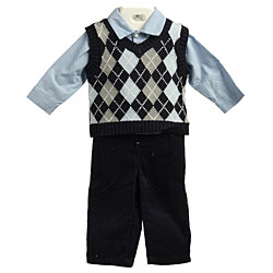 Vitamins Kids Infant Boy's Argyle Vest Set
