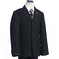 BJK Collection Boy's Solid Black 5-piece Suit
