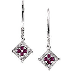 10k Gold Ruby and 1/6ct TDW Diamond Earrings