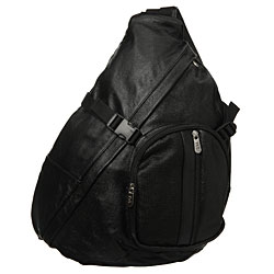 Amerileather Black Leather Body Sling Bag