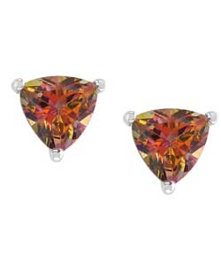 14k Gold Trillion-cut Ecstasy Topaz Stud Earrings