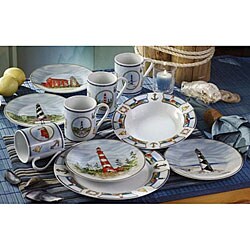 American Atelier 'Anchor's Away' 16-piece Dinnerware Set