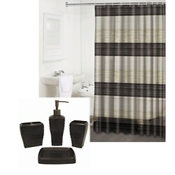 Alys Oil-rubbed Bronze 4-piece Bathroom Accessory Set w/ Shower Curtain