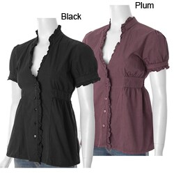 Cute Options V-neck Smock Back Top with Ruffle