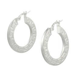 Sterling Silver Greek Key Hoop Earrings