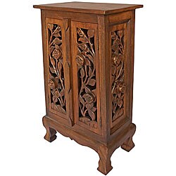 Hand-carved Vintage Roses 32-inch Storage Cabinet
