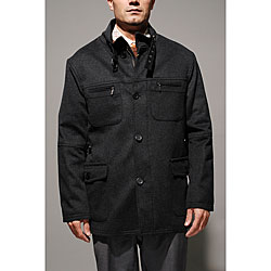 Mantoni Wool and Cashmere Charcoal Beltless Coat