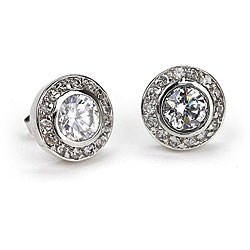Simon Frank 14k White Gold Overlay CZ Earrings