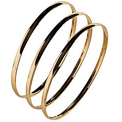 Nexte Polished Goldtone Stackable 'Fin de Semana' Bangle Bracelets (Set of 3)