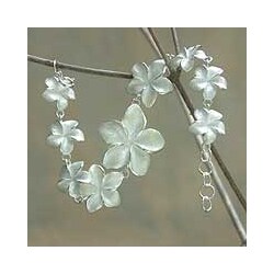 Sterling Silver 'Frangipani Glam' Bracelet (Indonesia)