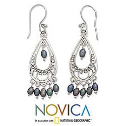 Sterling Silver 'Wings' Pearl Earrings (Indonesia)