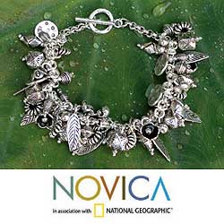 950 Silver 'Siamese Charms' Bracelet (Thailand) | Overstock.com