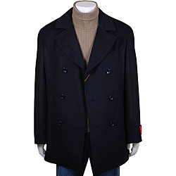 Mantoni Men's Navy Double-breasted Wool/ Cashmere Peacoat