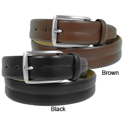 Joseph Abboud Men's Stitched Luxury Leather Belt