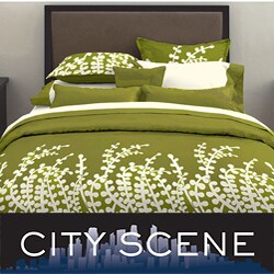 City Scene Branches Grass Green 3-piece Duvet Cover Set