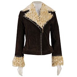 Colebrook Women's Leather Faux Fur Trim Jacket
