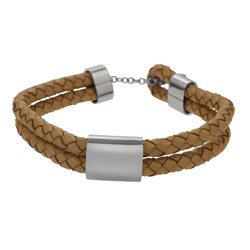 Stainless Steel and Synthetic Leather Bracelet