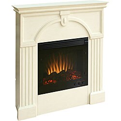 Luxemburg Antique White Electric Fireplace with Remote