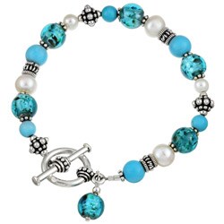 Charming Life Silverplated Teal Glass/ Turquoise Bracelet