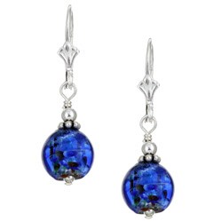 Charming Life Sterling Silver Cobalt Blue Art Glass Earrings