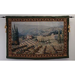 Vineyard Vista Wall Tapestry with Rod and Tassels