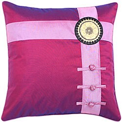 Flower Ribbon Silky Red Cushion Cover