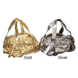 Gustto Metallic Snakeskin Baca Handbag