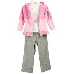 XOXO Girl's Pink Stripe 3-piece Outfit