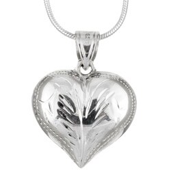 Sterling Essentials Sterling Silver Engraved Heart Necklace