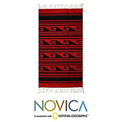Mexican Zapotec 'Dusk' Wool Rug (2' x 3'5)