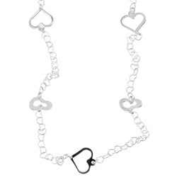 Sterling Silver Heart-station Link Necklace