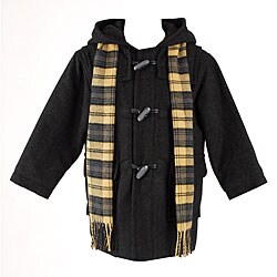 Nordic Country Boy's Wool Blend Hooded Toggle Coat