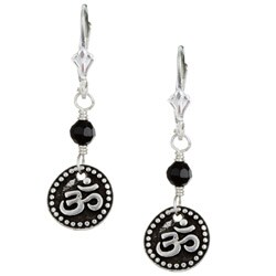 Charming Life Silverplated Onyx Om Charm Earrings