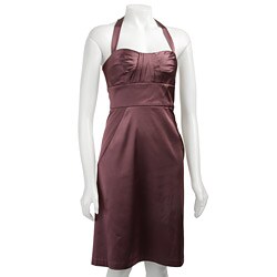 Donna Ricco Women's Pleated Halter Neck Dress