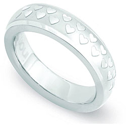 Stainless Steel Raised Heart Design Band
