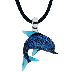 Murano Glass Blue Dolphin Pendant