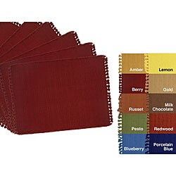 Solid Fringed Woven Cotton Placemats (Set of 12)