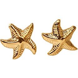 14k Yellow Gold Child's Starfish Earrings