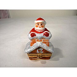 Limoges Santa in Chimney Keepsake Box