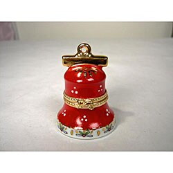 Limoges Red Christmas Bell Keepsake Box
