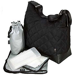OiOi Black Quilted Hobo Diaper Bag