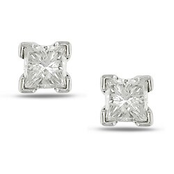 14k Gold 1/2ct TDW Princess-cut Value Diamond Stud Earrings (J-K, I2-I3)