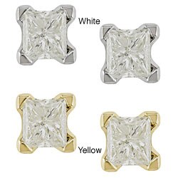 14k Gold 3/4ct TDW Princess-cut Value Diamond Studs (J-K, I2-I3)