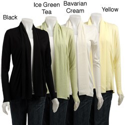August Silk Women's Scarf-trim Open Cardigan