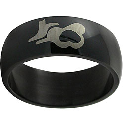 Black Stainless Steel Flaming Heart Band